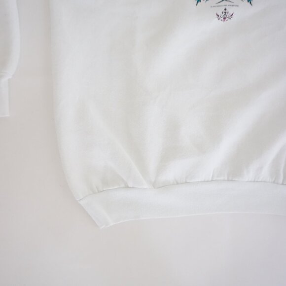 Vintage Fruit of Loom White Cottagecore Floral Crewneck Sweatshirt L - Picture 6 of 9